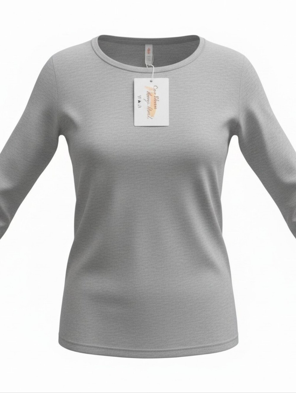 NEER Women's Gray Long Sleeve Basic Knit T-Shirt Size S